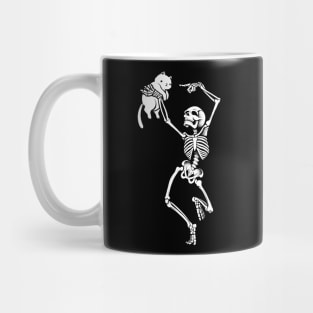 Dancing Skeleton With a Cat Mug